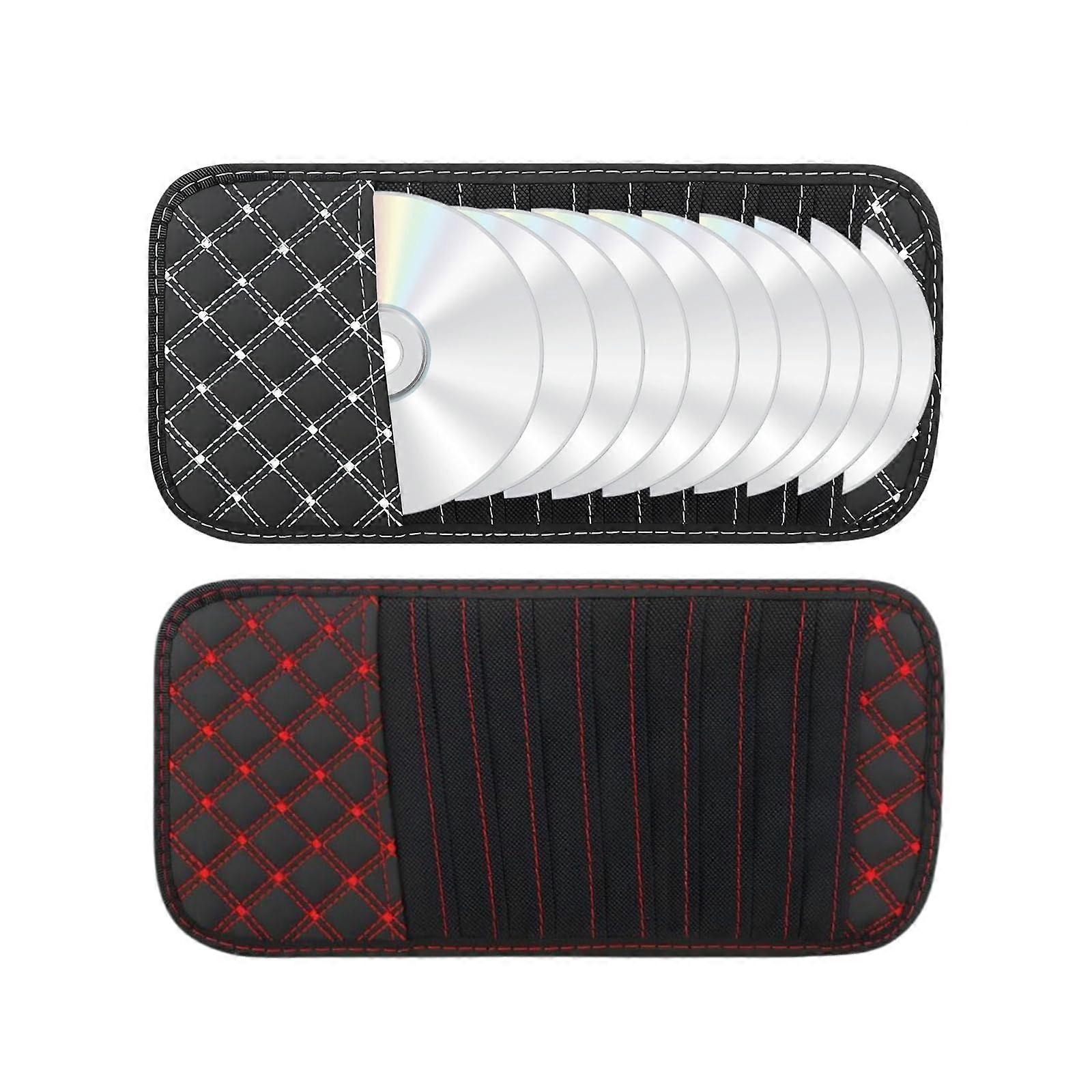 2 PCS Car Visor CD Organizer PU Leather Large Capacity Storage with ScratchResistant Sleeves