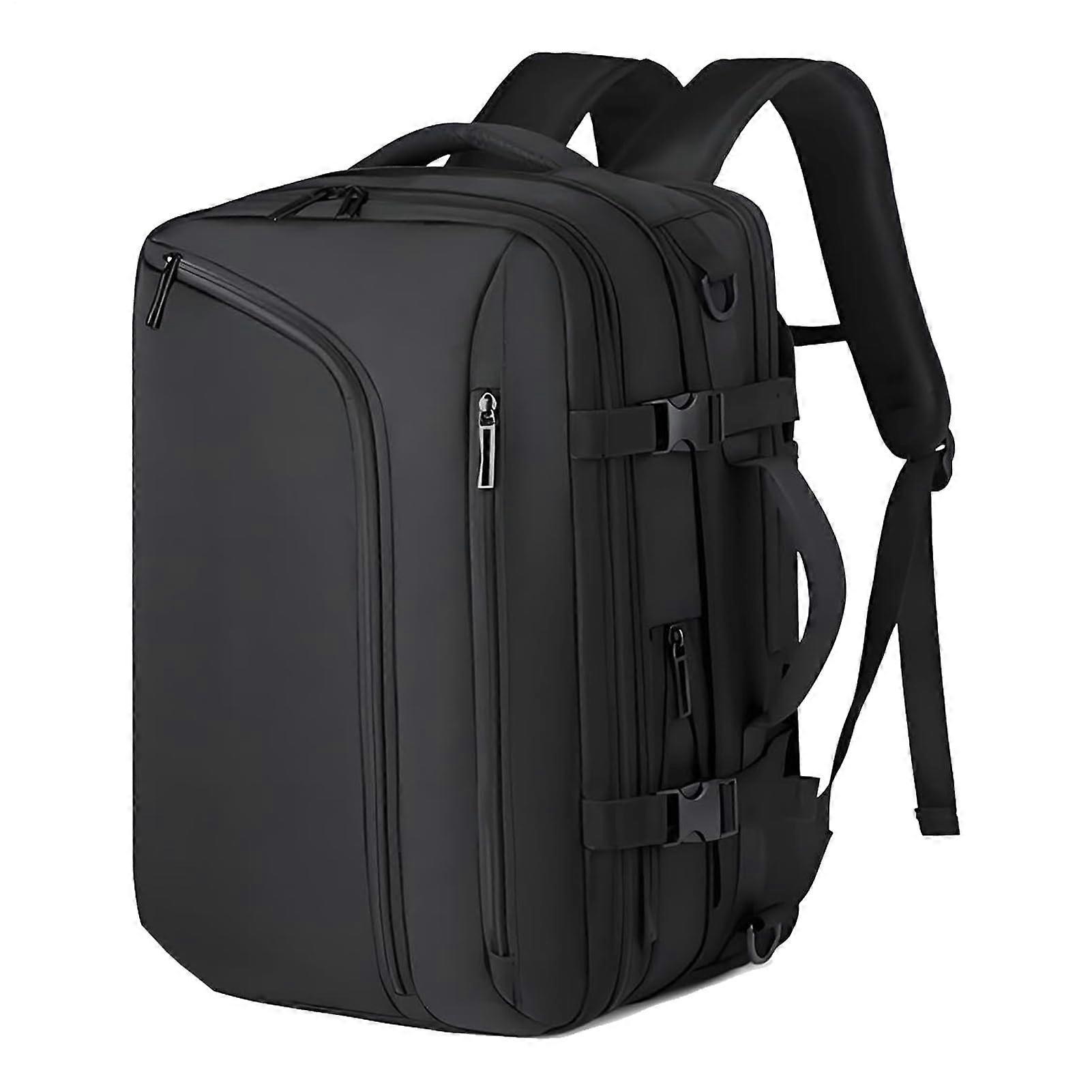 Lightweight Waterproof Travel Backpack with Vacuum Compression and Expandable Cabin Design, Black