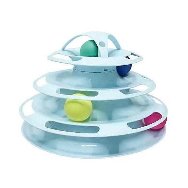 Cat Interactive Toy Four Level Tower Track Ball with NonSlip Base Pads Safe Play Design Durable PP