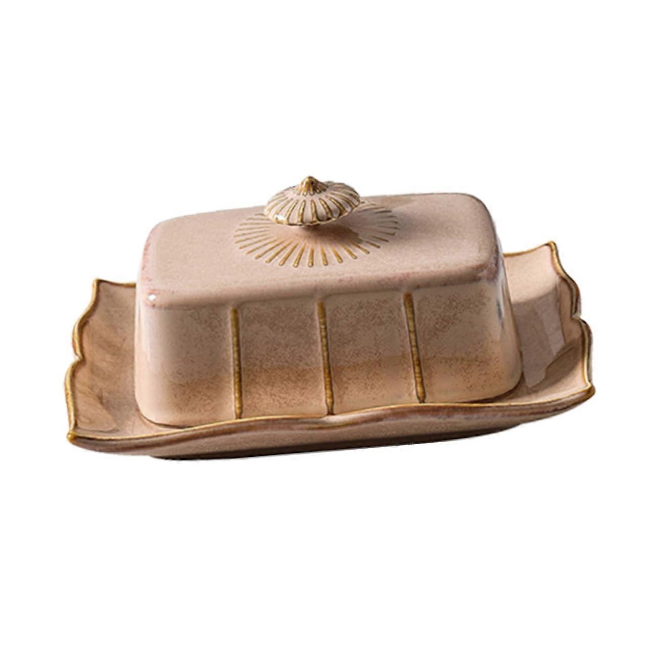 Ceramic Butter Dish with Lid, NonSlip Base, EasyClean, for Cheese and Dessert Storage