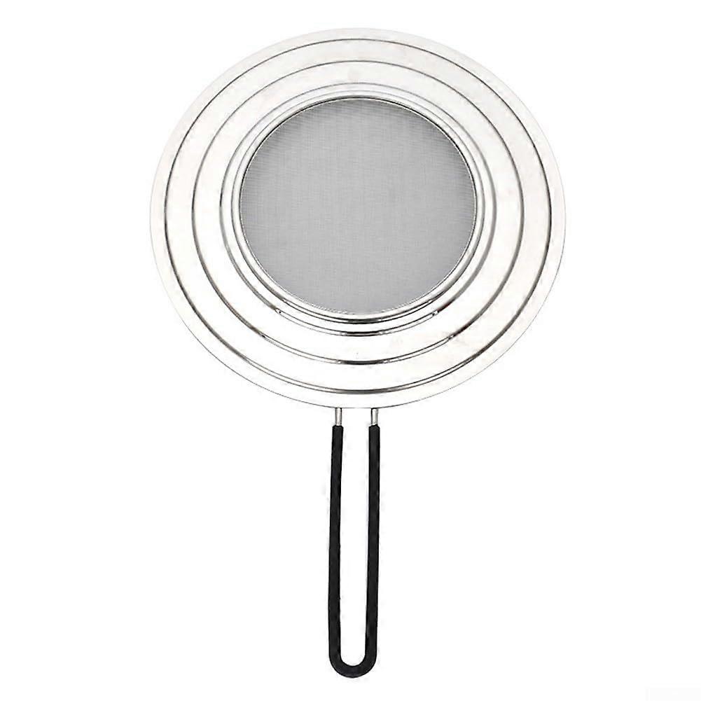Stainless Steel Splatter Screen Grease Guard with Foldable Handle Fits Multiple Pan Sizes Kitchen Use