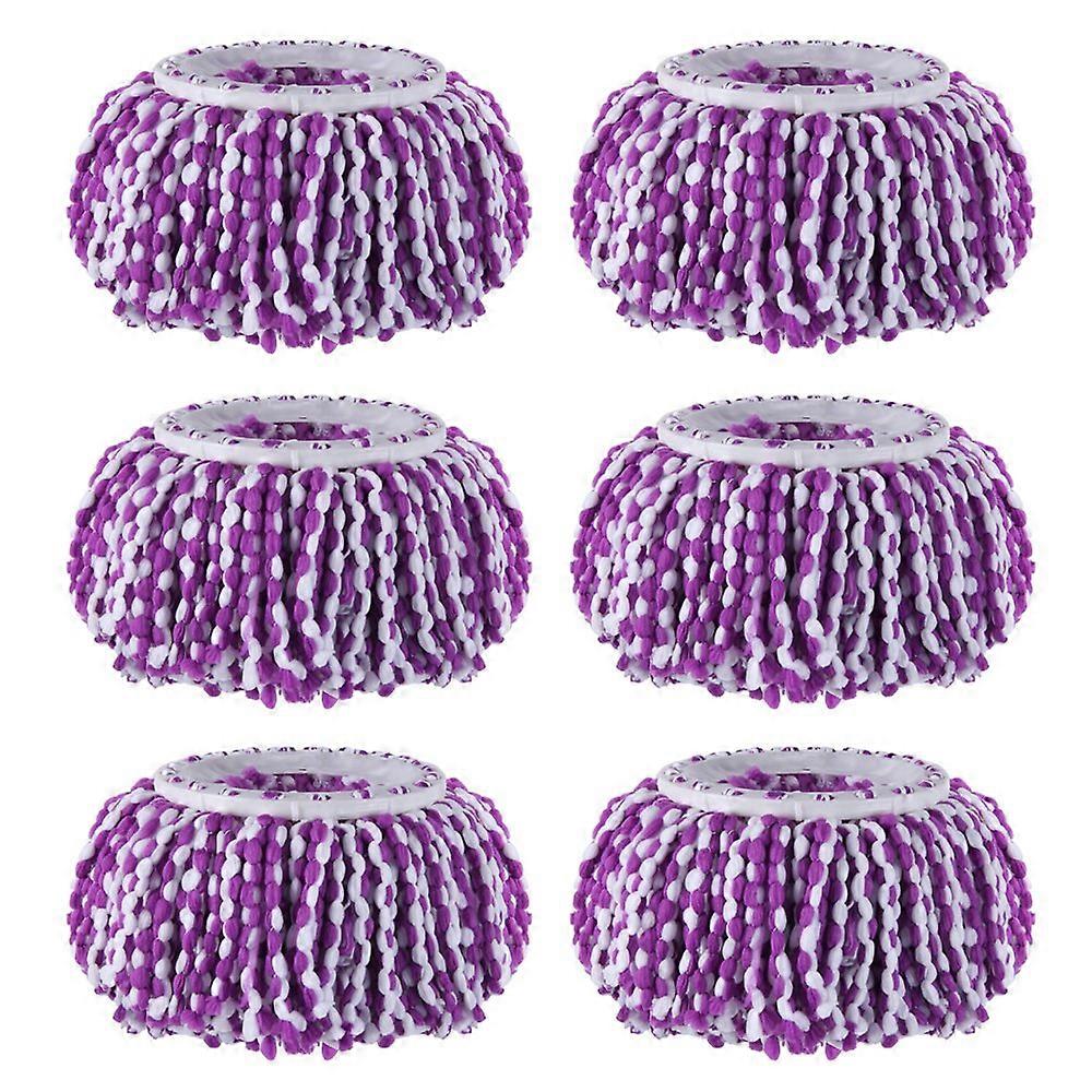 6 Pack Spin Mop Replacement Head, Universal Fit Microfiber Refills for Easy Cleaning, Purple