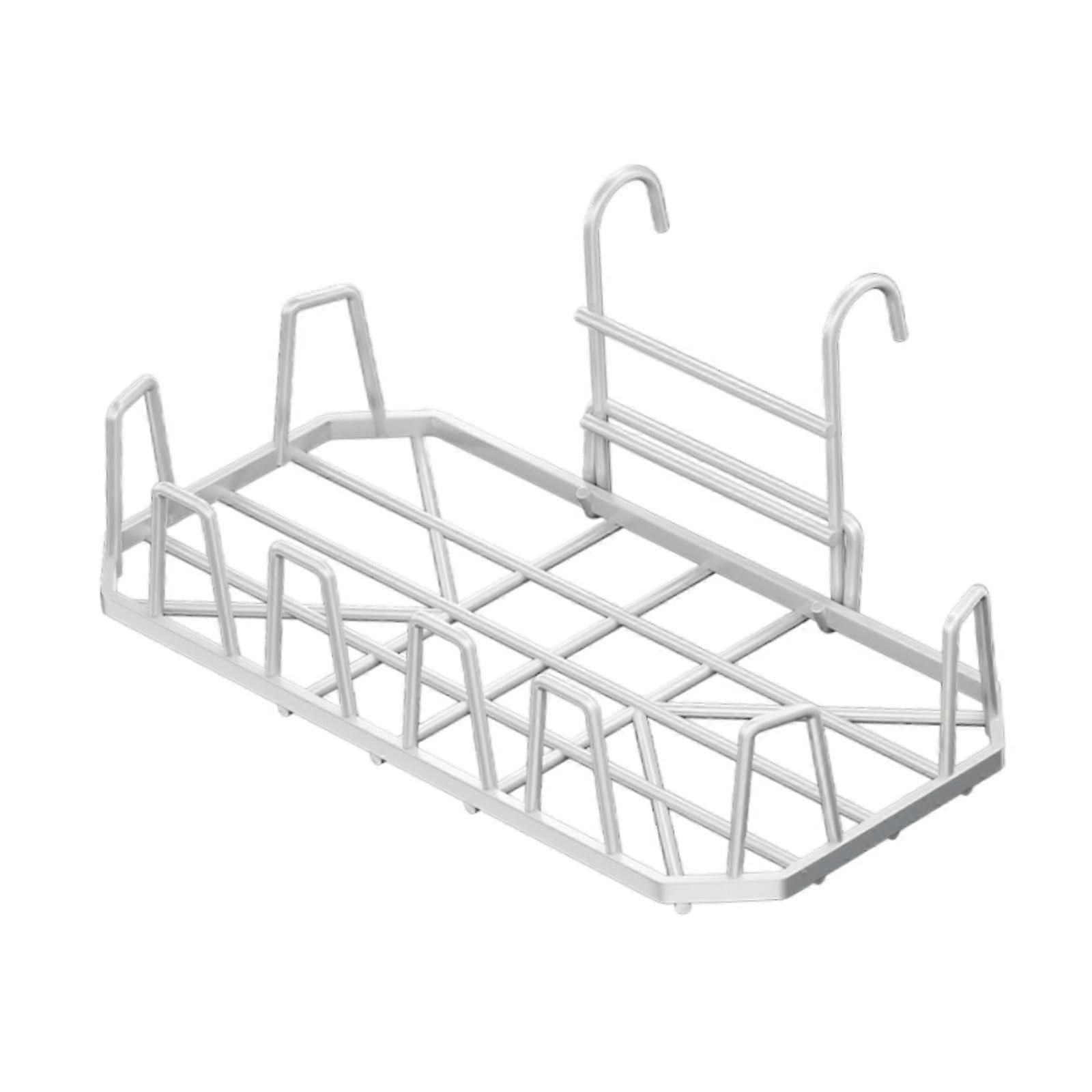 Wall Mounted Clothes and Shoe Drying Rack with Adjustable Rods, Durable Carbon Steel, White