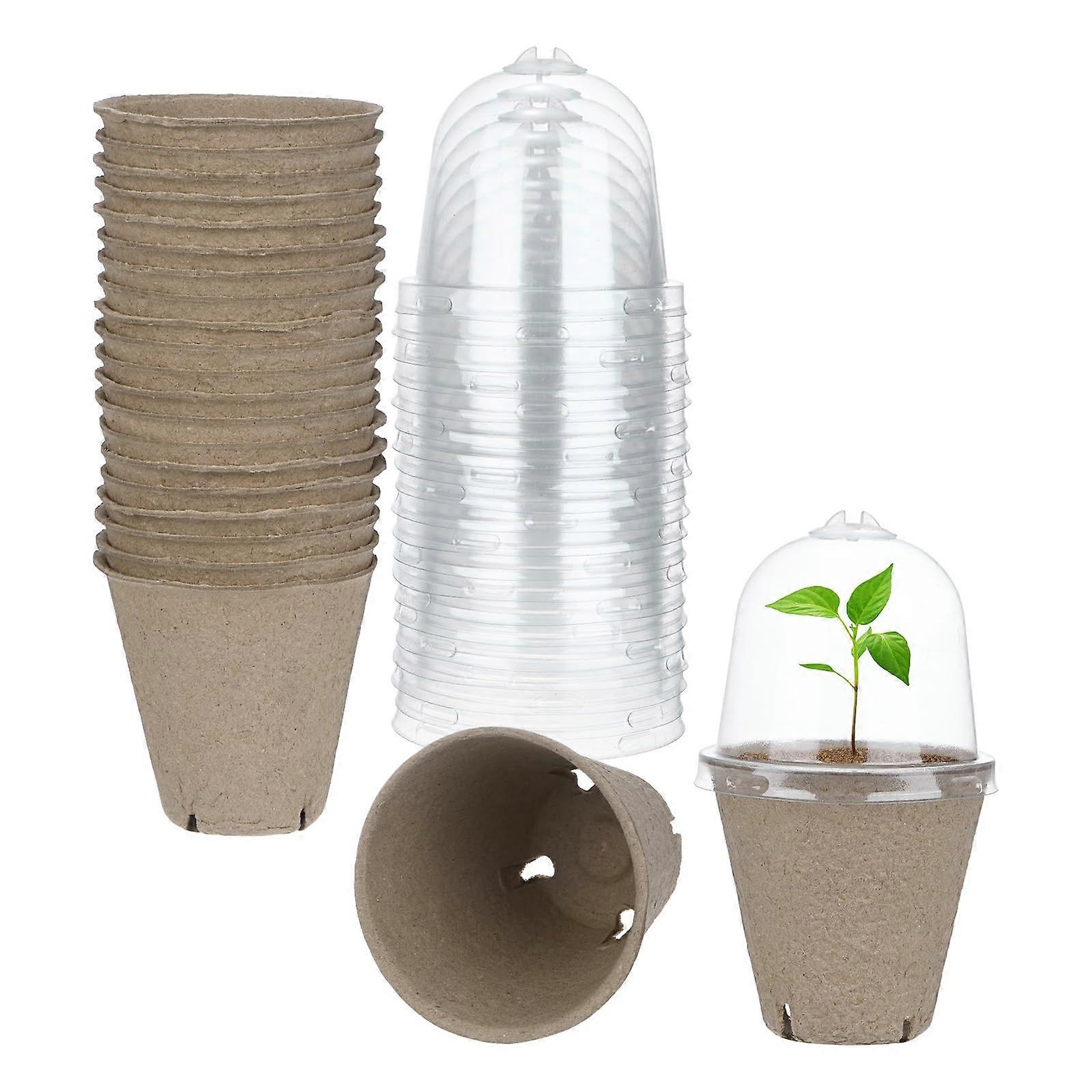 20Pack Peat Pots with Humidity Dome, 3.15 Inch Biodegradable Seed Starter Pots for Seedlings