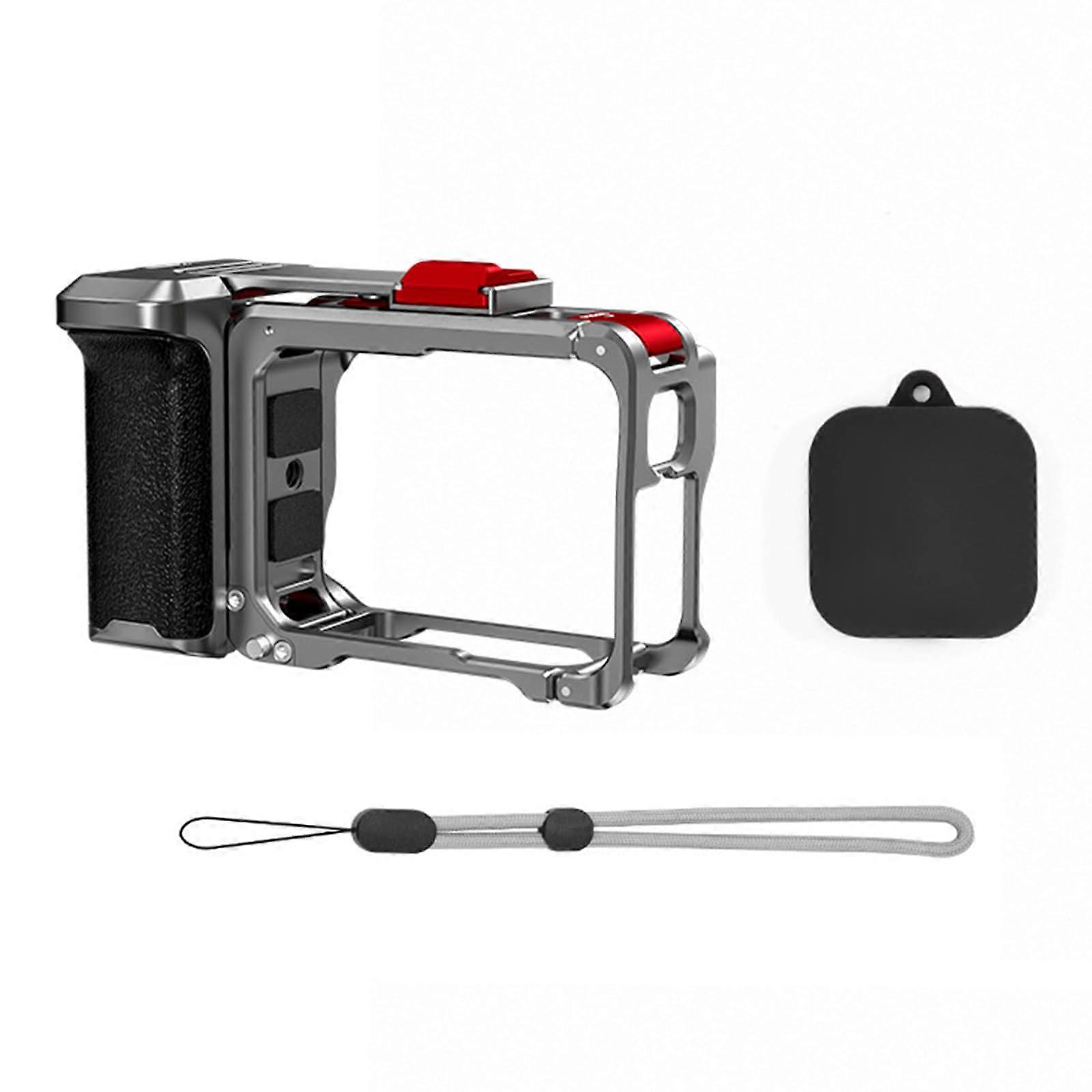 Aluminum Action Camera Cage with Dual Cold Shoe Mounts, Quick Release, Shockproof Design
