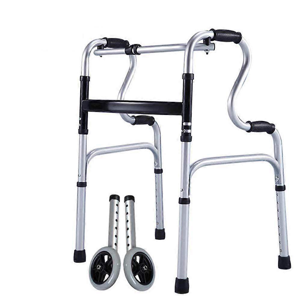 Walking Frame with Seat and Padded Forearm Support, Adjustable Height Four Wheel Rollator for Elderly