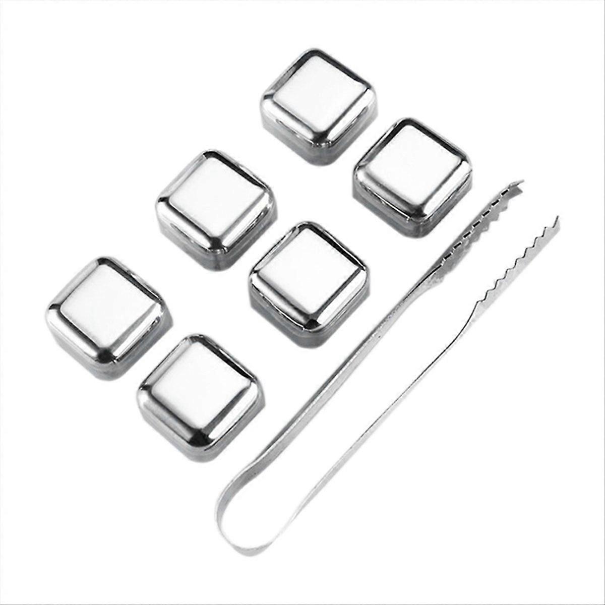 Whiskey Stones 6 Pack, Metal Reusable Ice-Cubes