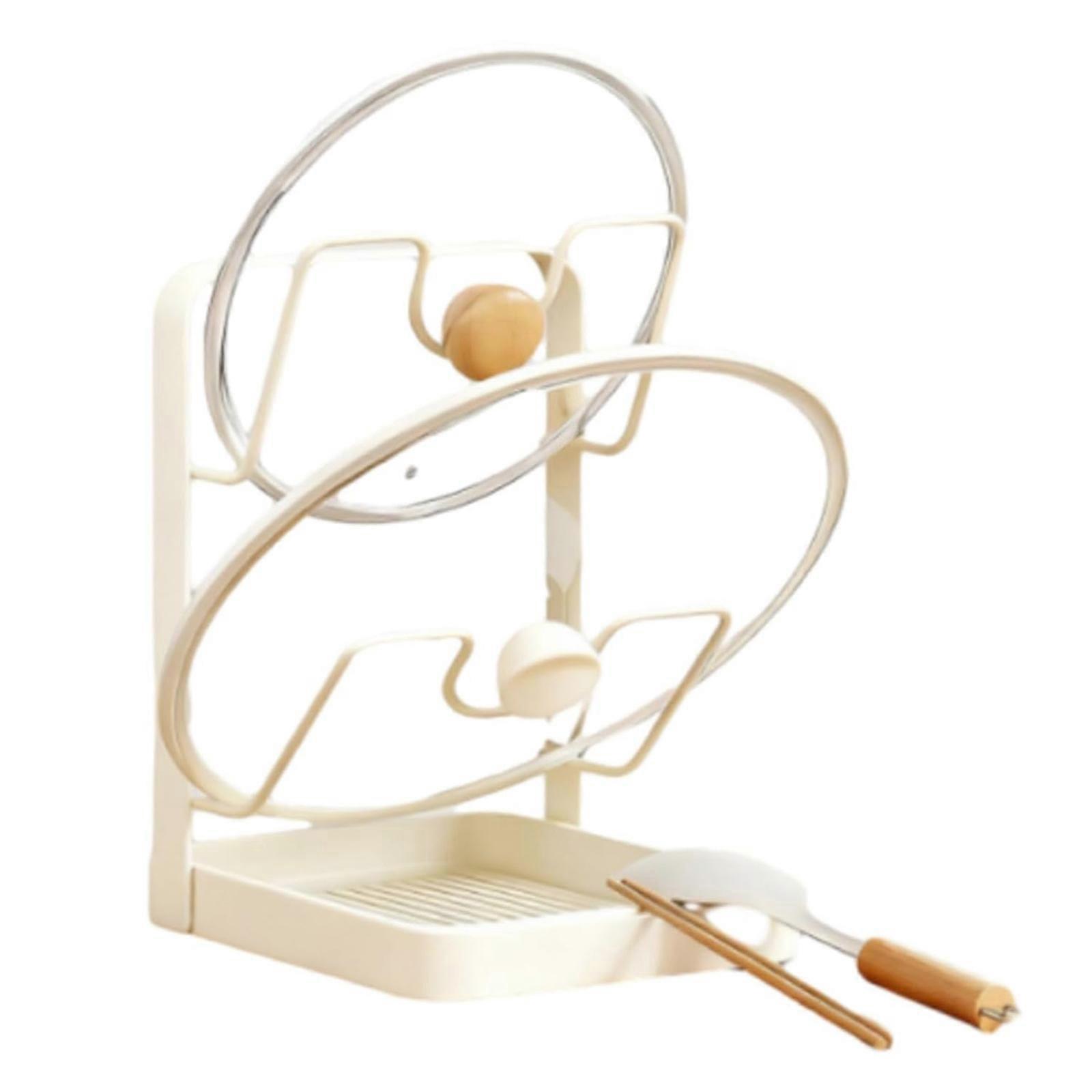 Double Layer Multifunctional Kitchen Pot Lid Organizer for Countertop Bracket