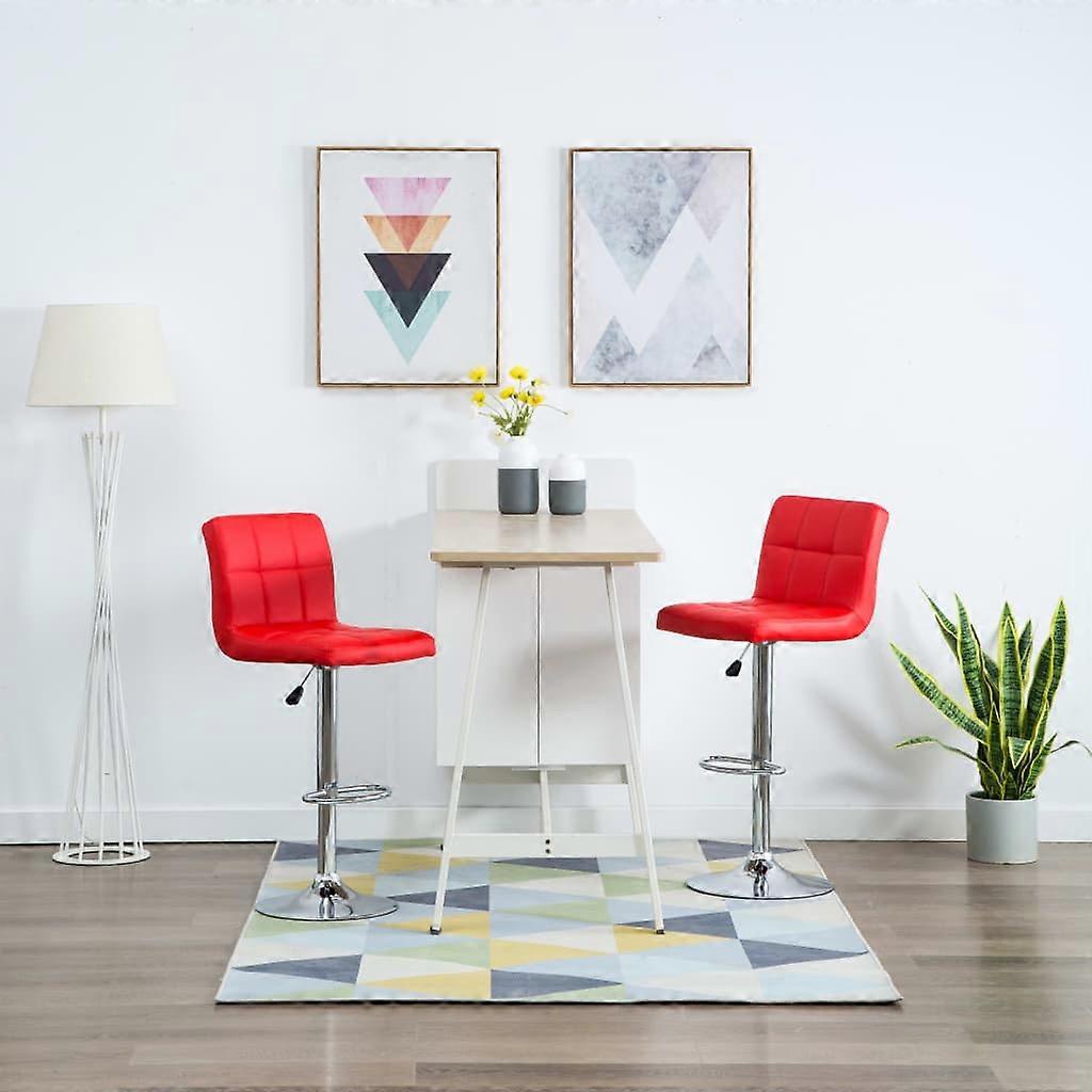 Barhocker 2 Stk. Rot Kunstleder