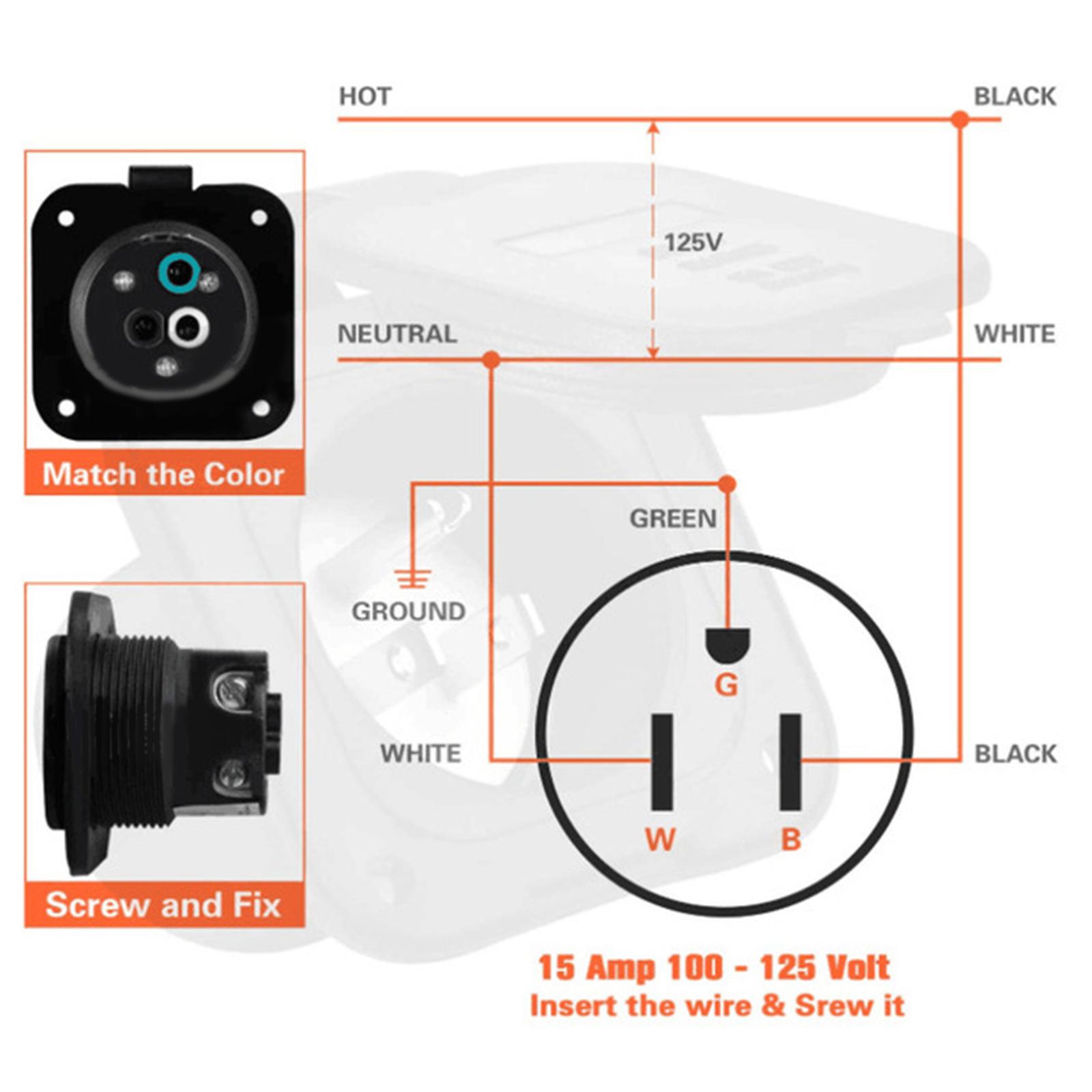 Inlet Plug Recessed Outlet Nema 5-15 Receptacle For Rvs Boat For Camper ...