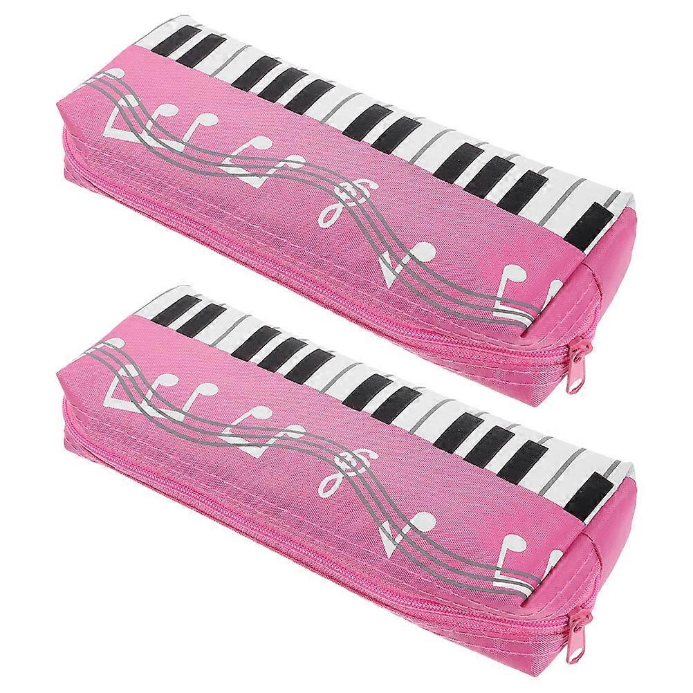 Pink Canvas Pencil Pouch for Storage Use with Zipper 8Pcs Set