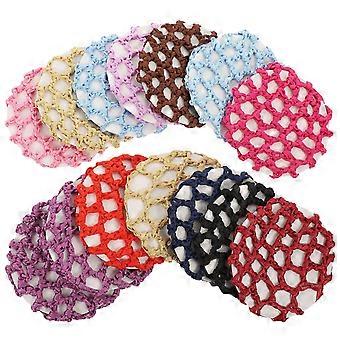 14Pcs Crochet Lady Hair Net Dance Profession Hairnet Chic Hair Decor Mixed Color