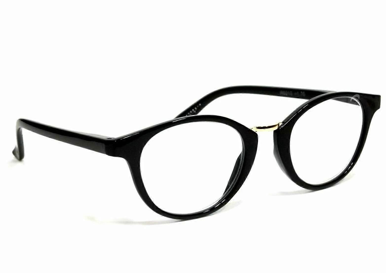Classic Black Retro Oval Reading Glasses +3.25 with Comfortable Spring Hinges
