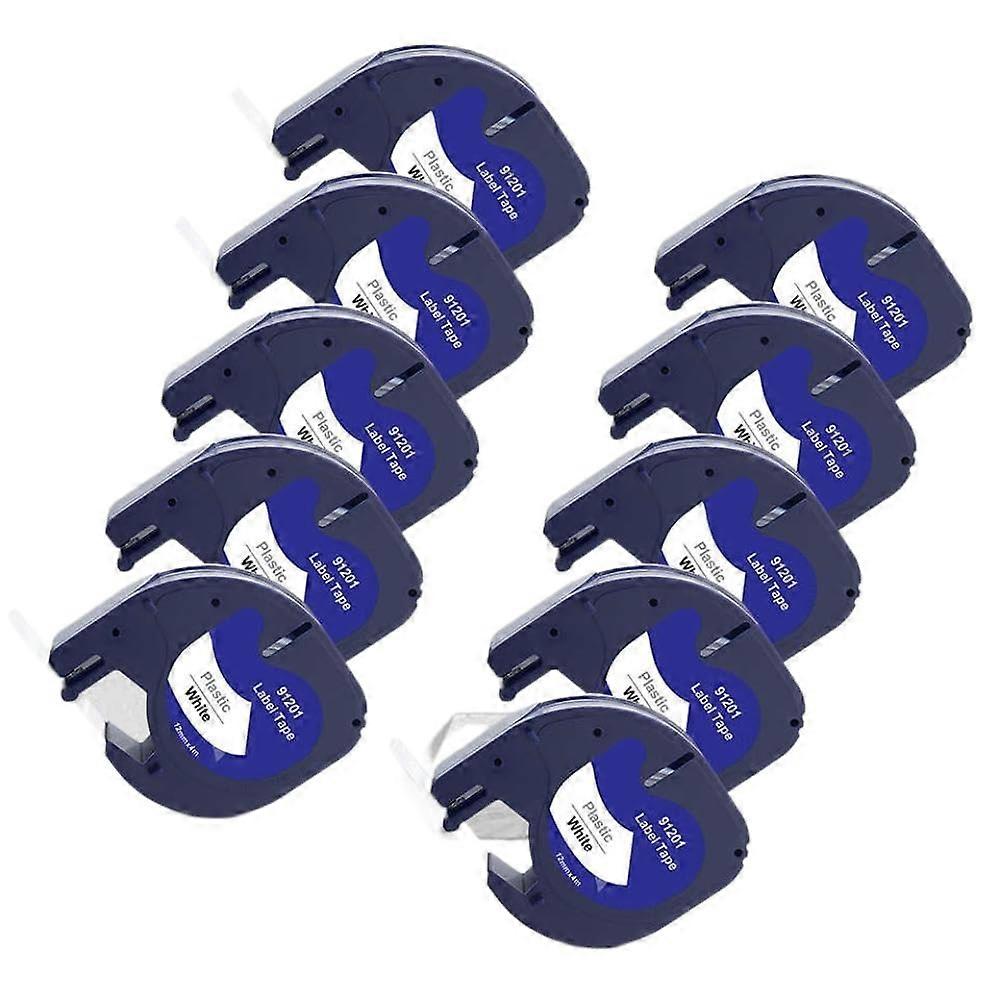 Label Maker Tape 91201 White 10 Pack Compatible with LT100H Printer Durable Plastic Ribbon