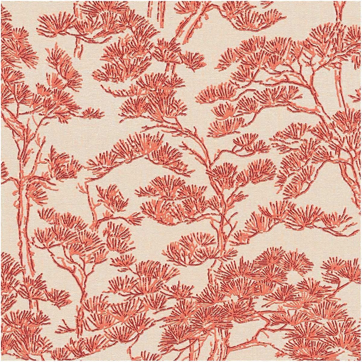 Beige/Coral Tree Wallpaper