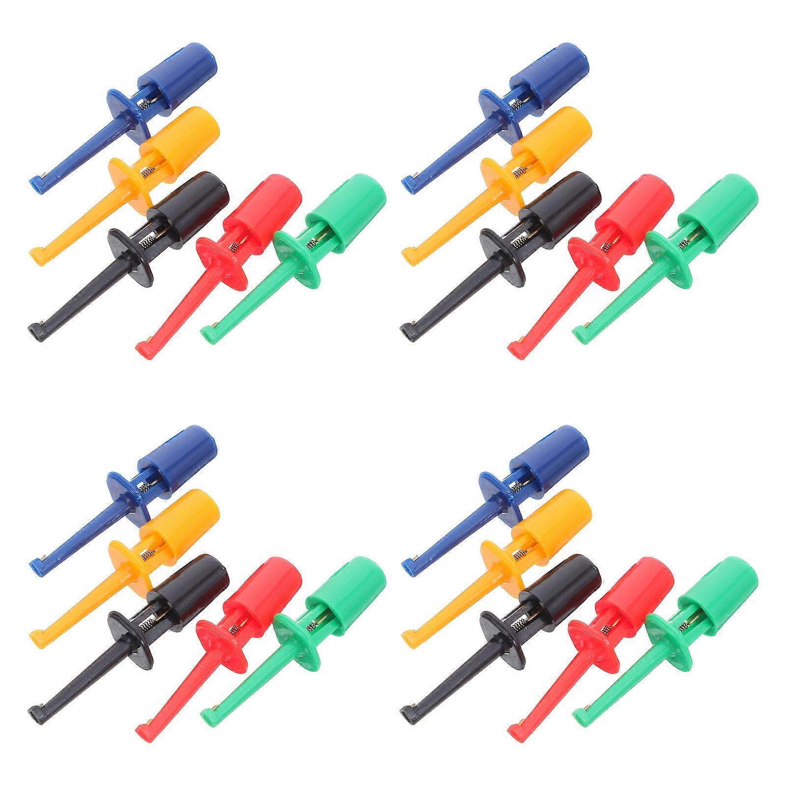 20pcs Test Hooks Clips: Multimeter Accessories Colorful Large Spring Hook Clip Test Grabber Probe for Electronic Components Testing