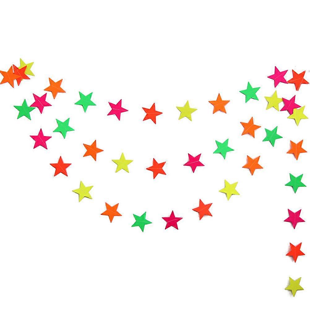 Practical Birthday Banner Fluorescent Five-Pointed Star Hanging Decor 1Pcs