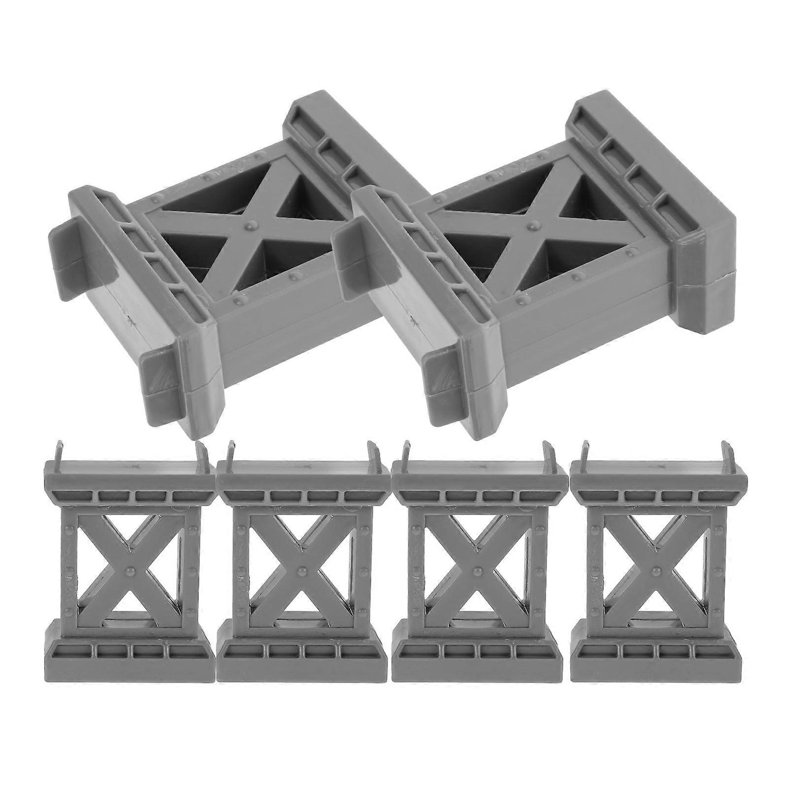 6pcs Train Bridge Pier High Level Blocks Track Riser Stabilizers Train Bridge Supports