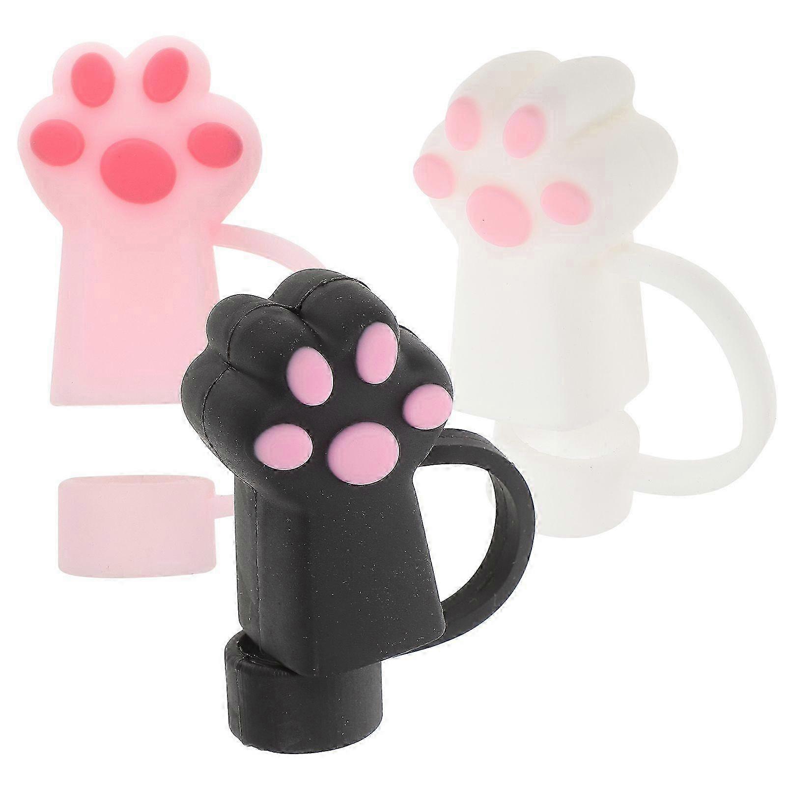 3pcs Drinking Straw Covers Straw Caps Straw Bear's-paw Caps Drinking Straw Caps