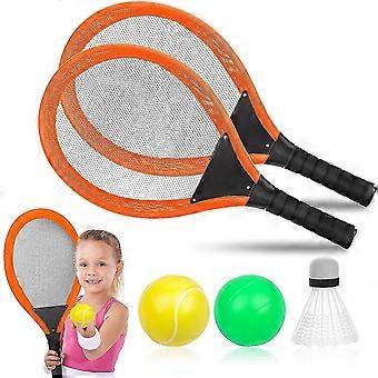 2026 1 parin lasten tennismailasetti, johon sisältyy ilmainen Badminton Ocean Ball -pehmeä tennismaila. Tennis- ja sulkapallomailasetti.