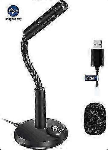 USB Computer Microphone, USB PC Mute Button with LED Indicator Plug & Play Mac / Windows Compatible
