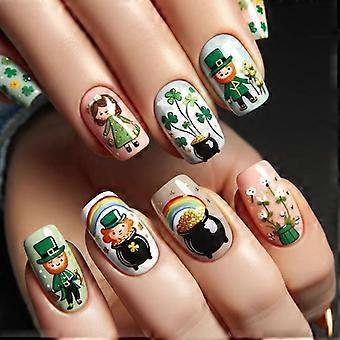 Vierkante druk op nagel klaver nep nagel stok op spijker 12 grootte, 24 stuks Franse nageltips voor DIY nail art decoraties
