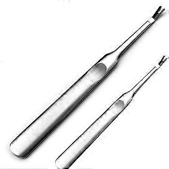 Horquilla de piel muerta de acero inoxidable forma V Forma de uña Borde de la uña Piel muerta Cutícula duradera Raspador de piel muerta Cuidado de las uñas Gadgets esenciales - 2 Piezas