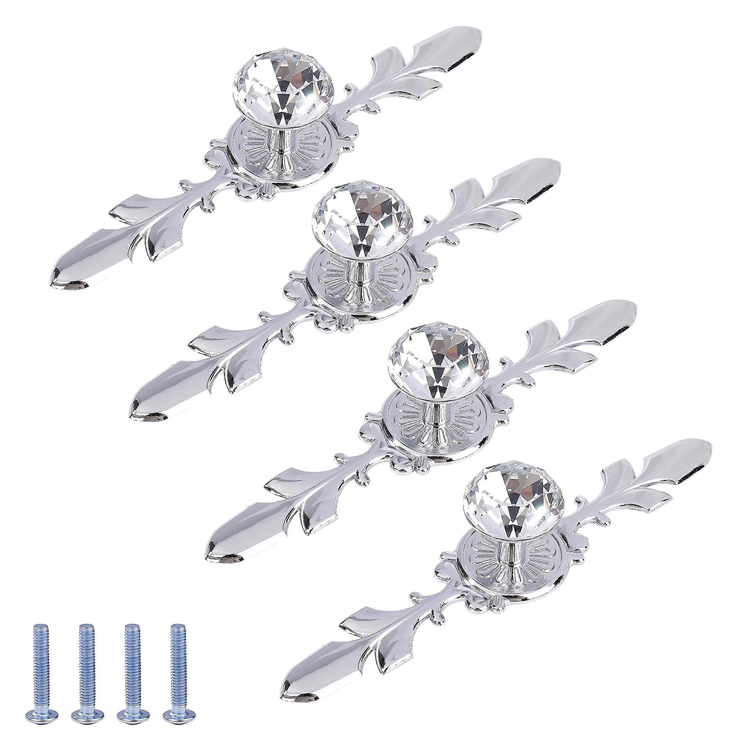 Crystal Drawer Knobs Diamond Shape Cabinet Pull Handle Crystal Drawer Knobs With Silver Plate Cabinet Pull Handles For Kitchen Door Cupboards Wardrobe