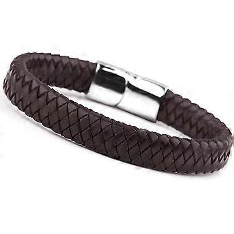 Flettede læderarmbånd til mænd armbånd armbånd mode magnetisk lås 7,5-8,5 tommer