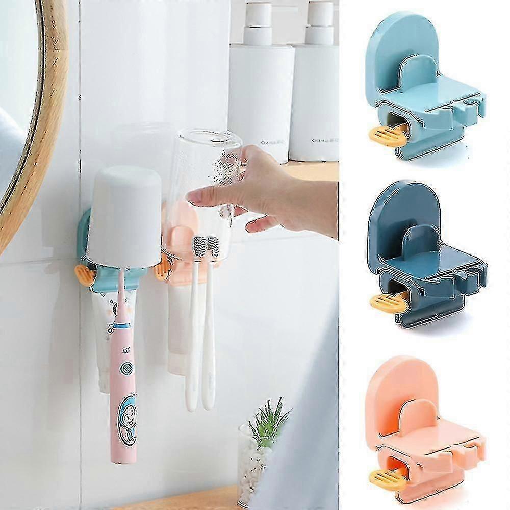 3pcs Wall-mounted Roller Tube Bathroom Toothpaste Squeezer Dispenser Toothbrush Storage Rack Holder Multi Function