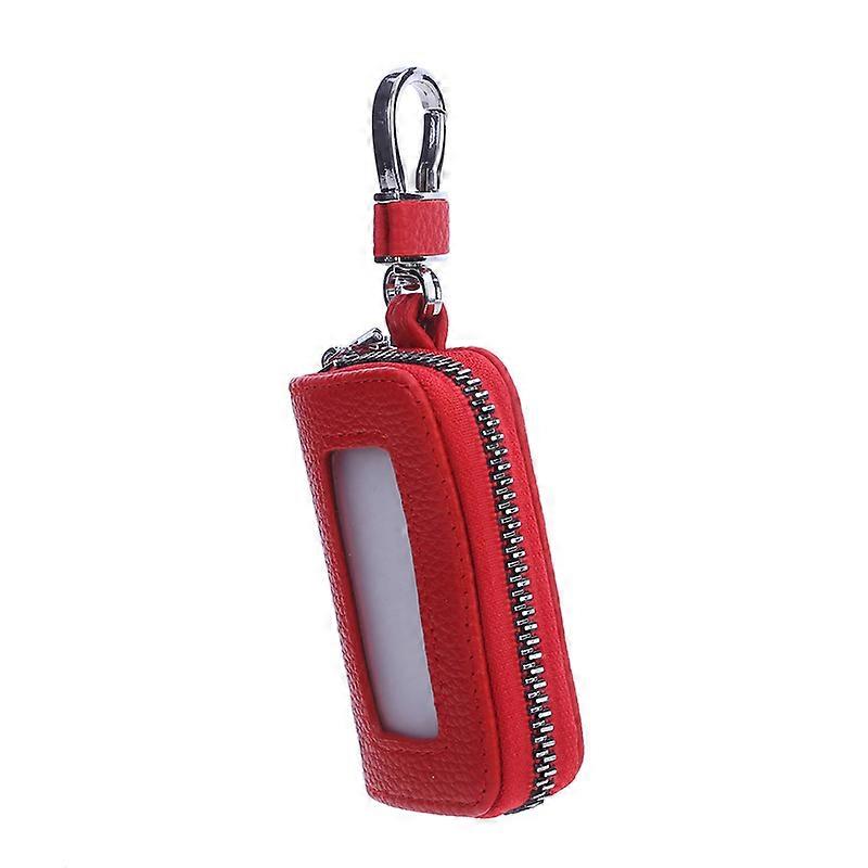 Leather Case keychain Lychee Pattern Light Luxury Mirror Window Visible Remote Control Lock Packet Key Case Waterproof