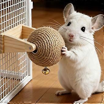 Hamsterreptextur sisalbollleksak för smådjur att tugga, monterad träburleksak för daglig berikning och regelbunden gnagande aktivitet för rutinmässig användning