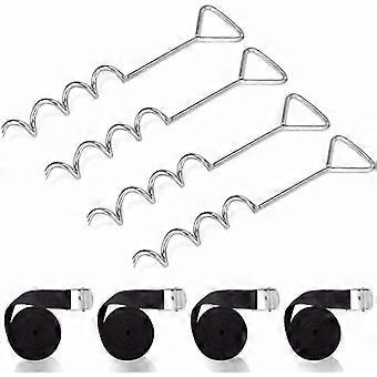 Âncoras de solo para trampolim com correias - laços de aço, kit de âncora de aço espiral para trampolim, fixações para trampolim, âncoras de alta resistência para balanço de trampolim