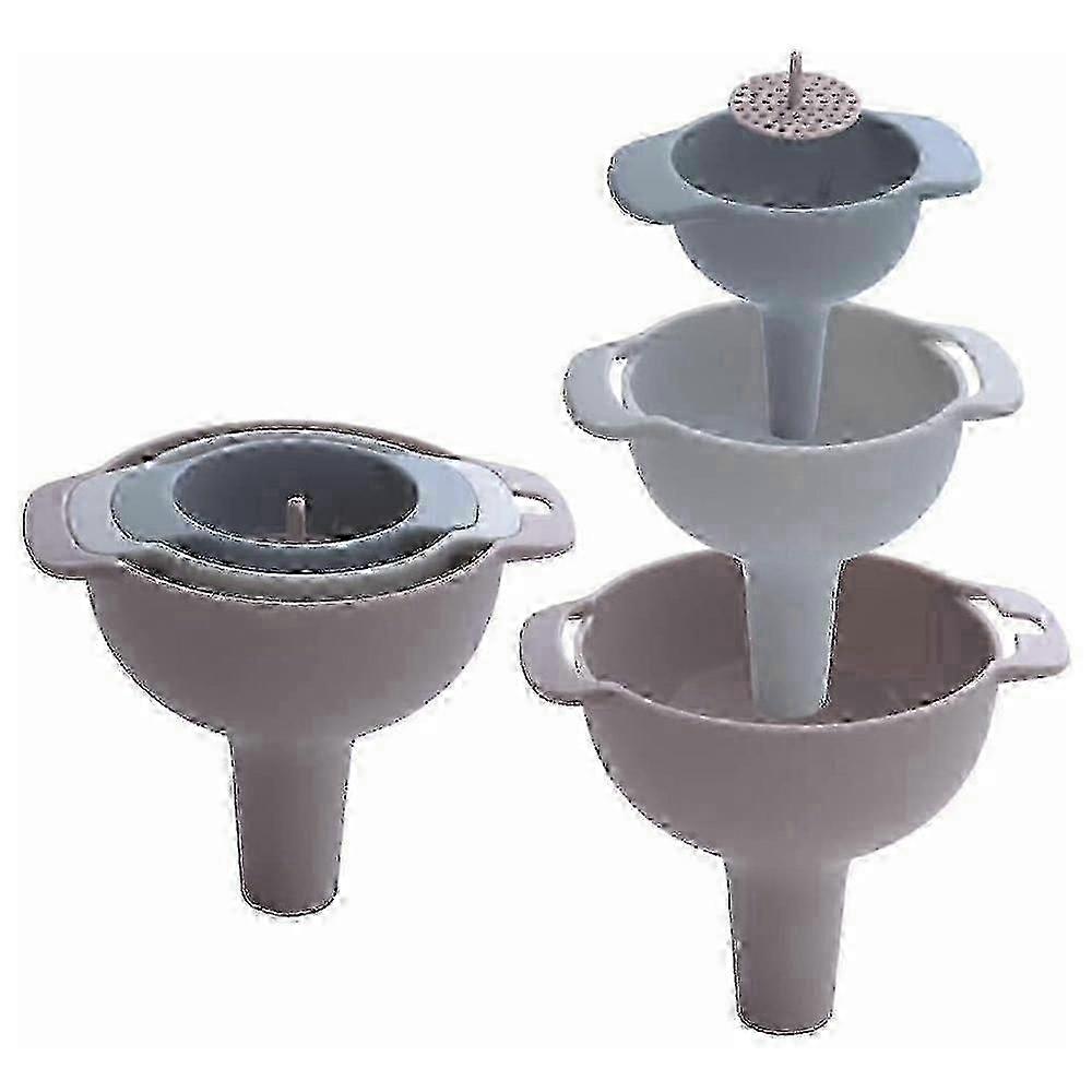 Kitchen funnel set, 4-piece, with handle nested design, food-grade plastic
