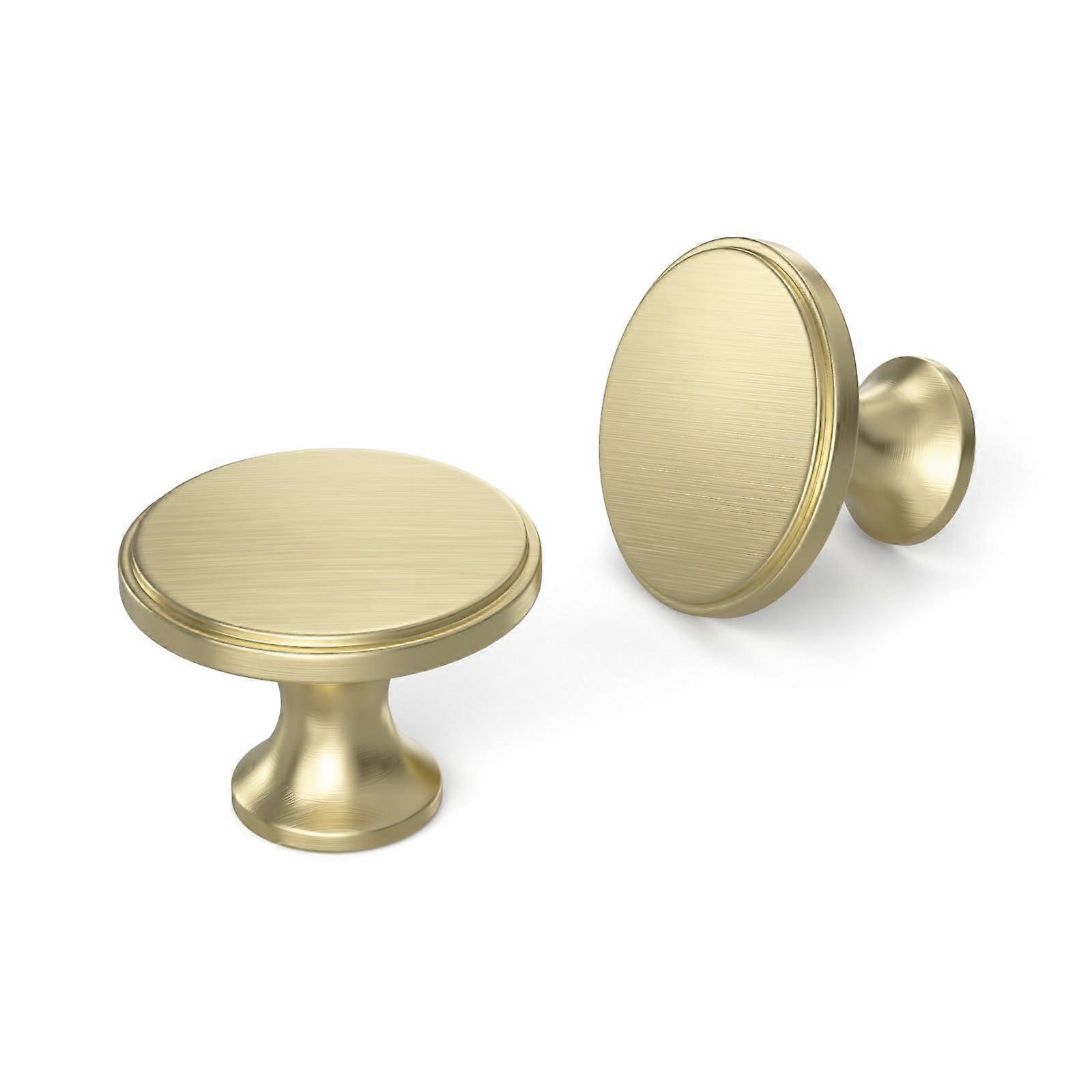 20 Pack 1.25 Inch Brushed Gold Cabinet Knobs, Modern Round Gold Knobs for Kitchen Drawers