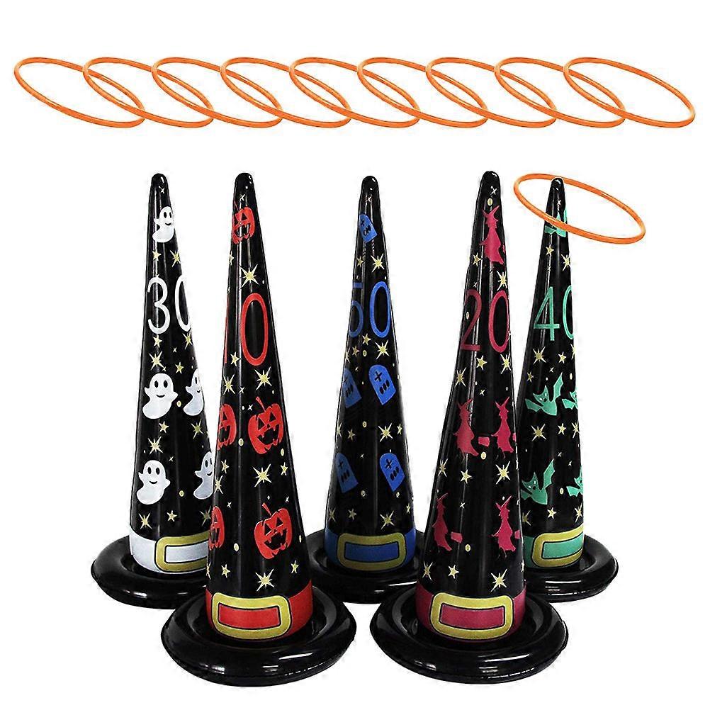 Inflatable Halloween Witch Hat Ring Toss Game for Playing 4Sets