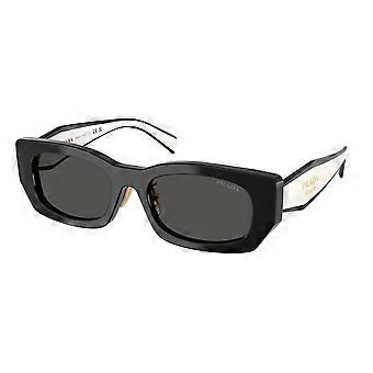 Prada PR B05SF Asian Fit 09Q08Z Full Rim Black Women Rectangle Sunglasses UV3 Original