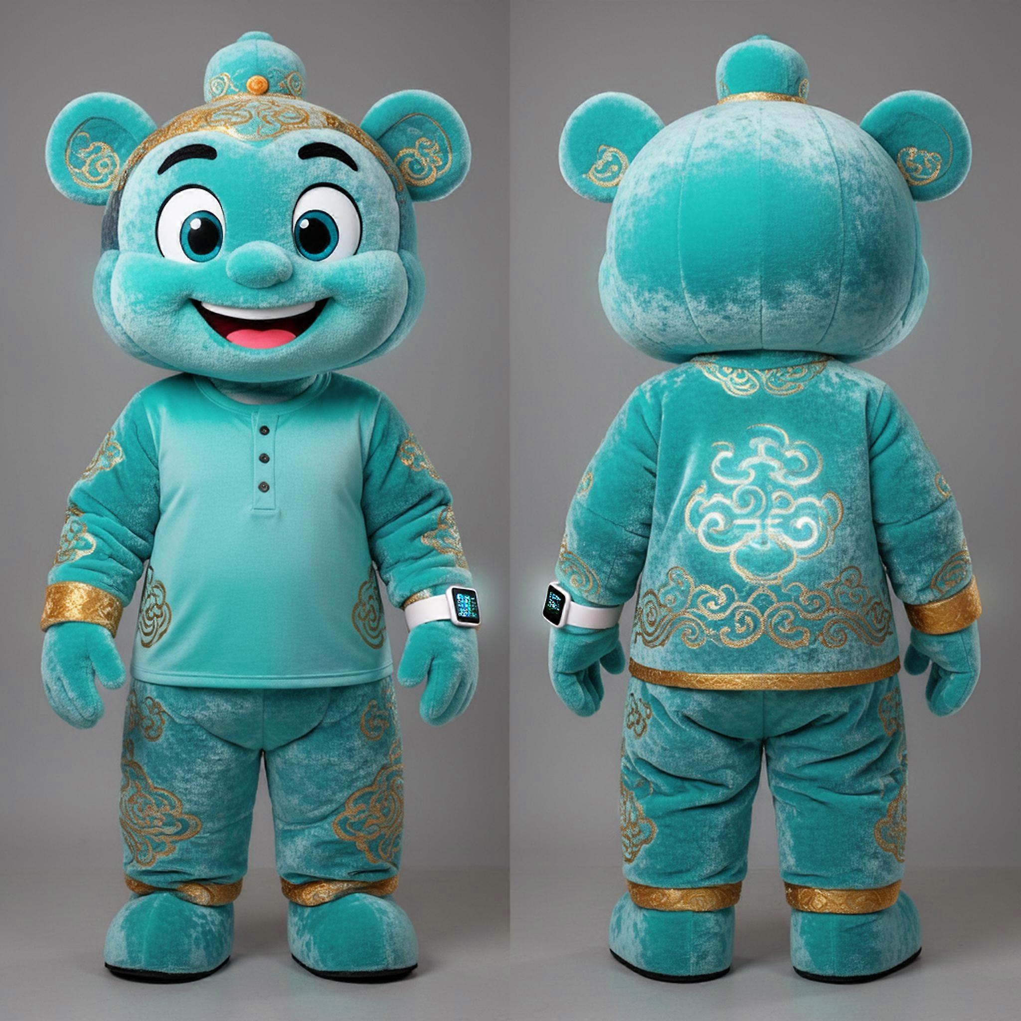 MASTICOT Turquoise Plush Mandarin Mascot