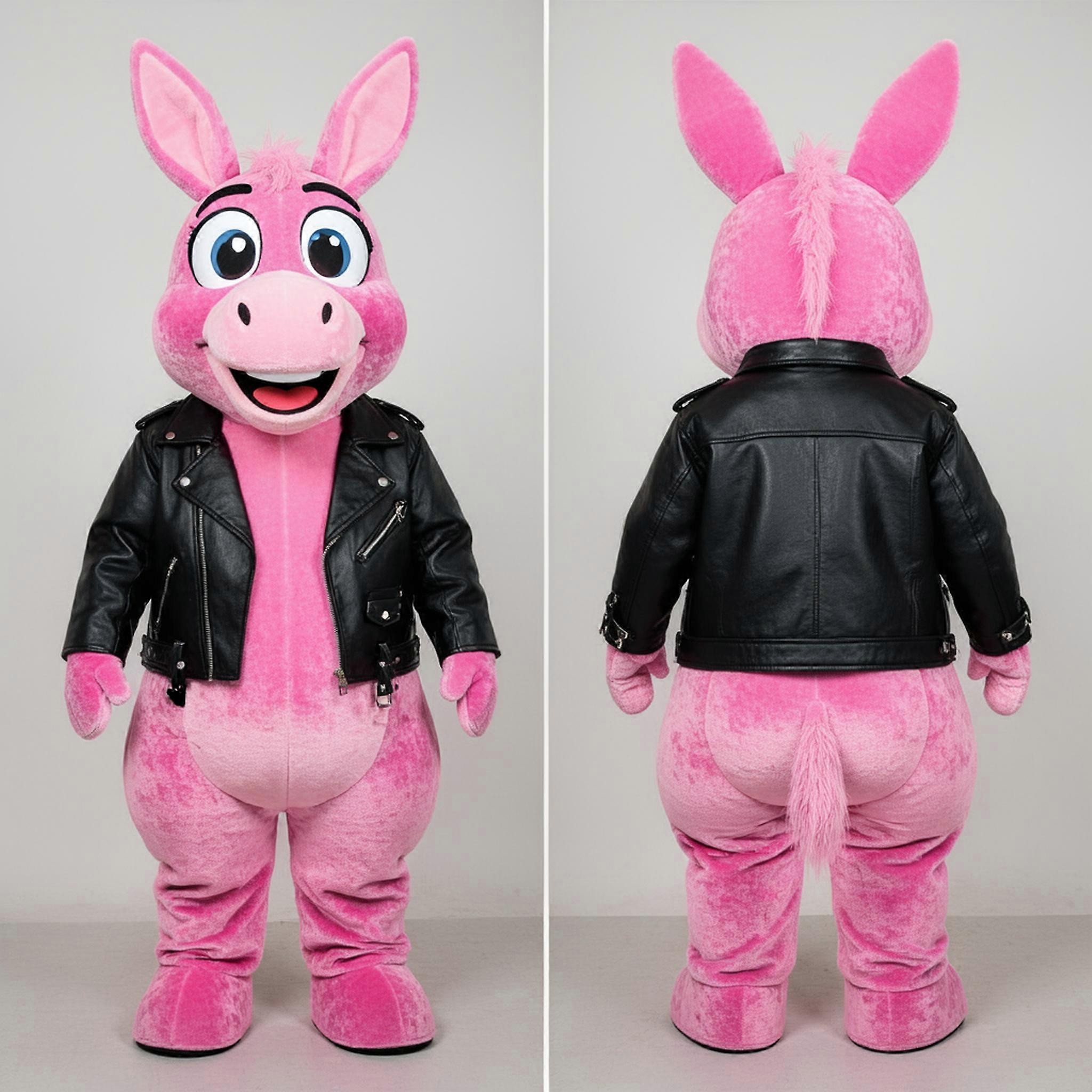 MASTICOT Velvety Pink Playful Donkey Mascot