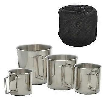 Camping Wassertasse Kaffeebecher mit faltbaren Griffen 4-teiliges Edelstahlbecher-Set für Outdoor-Camping Wandern Angeln Backpacking Picknick