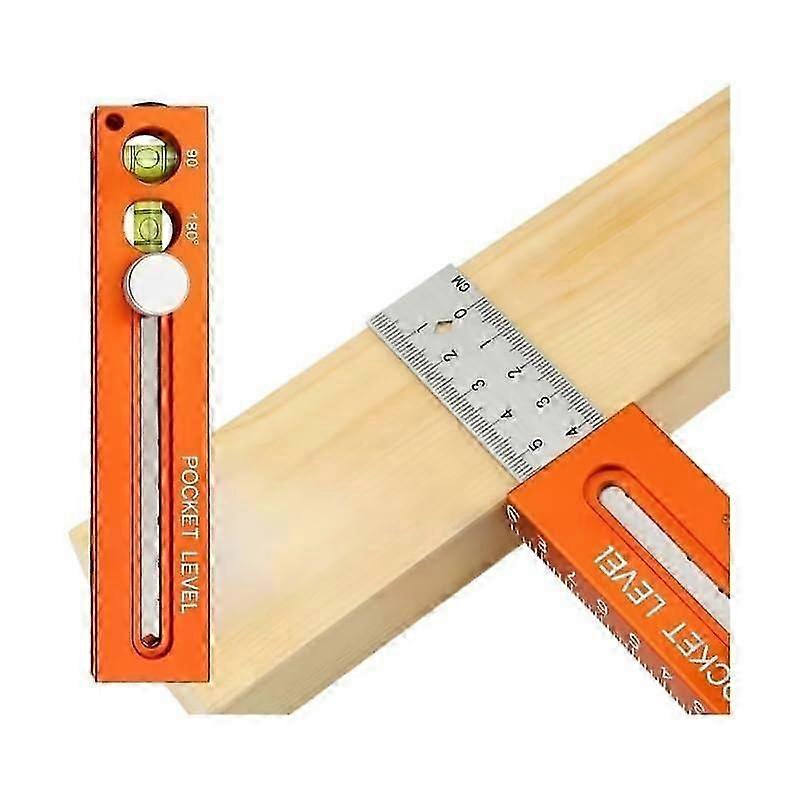 Multifunctional Marking Level Ruler, Adjustable Positioning Marking Protractor Tool, Multifunctional Depth Measuring Ruler with Angle Mark 90-