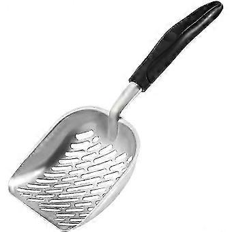 Cat Litter Scoop, Cat Scooper,Aluminum Alloy Sifter,Deep Shovel, Long Handle, Jumbo Size (black)
