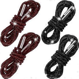 4pcs Rhinestone Shoelaces Ropes, Glitter Shoe Strings for Sneakers, Bling Drawstring Cords Replacement Accessories