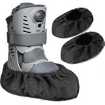 2 Pcs 31cm Black Shoe Protectors Reusable Non-slip Oxford Cloth Overshoes