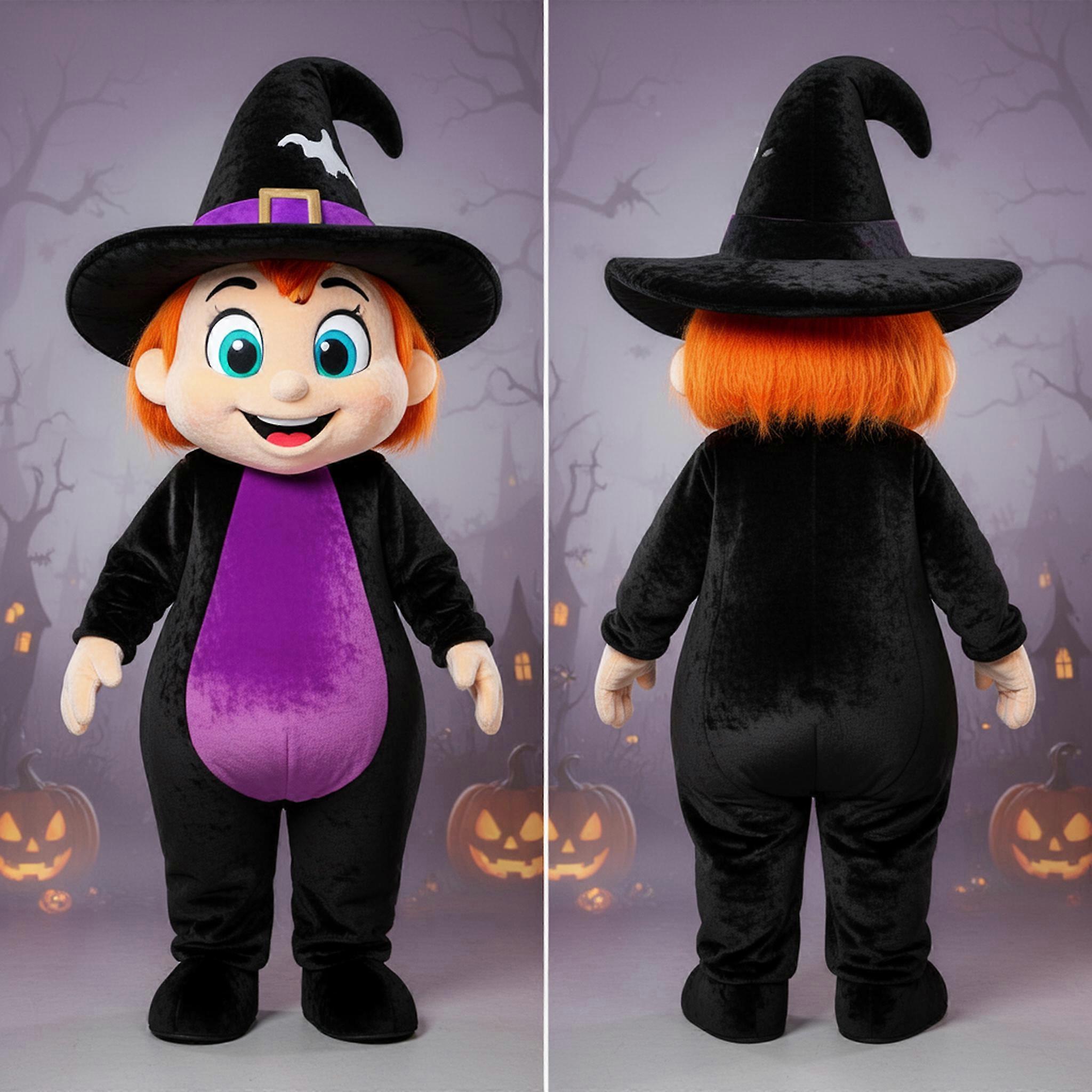 MASTICOT Ebony Black Pointed Witchs Hat Mascot