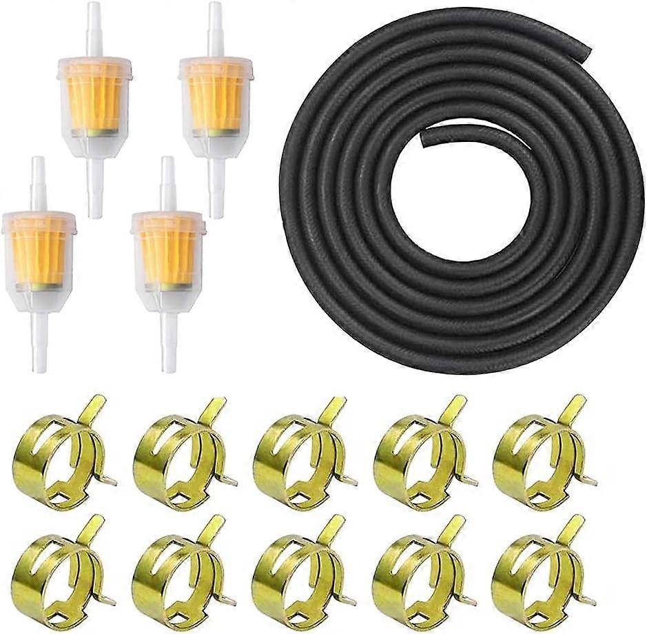 Translucent Inline Fuel Filter Assembly, Complete Kit For Small Gasoline Engines