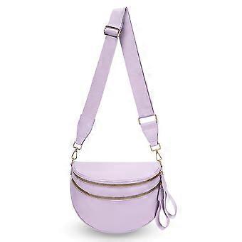 Large Nylon Crossbody Bag for Women with Convertible Strap, Hidden Anti‑Theft Pocket, Light Purple