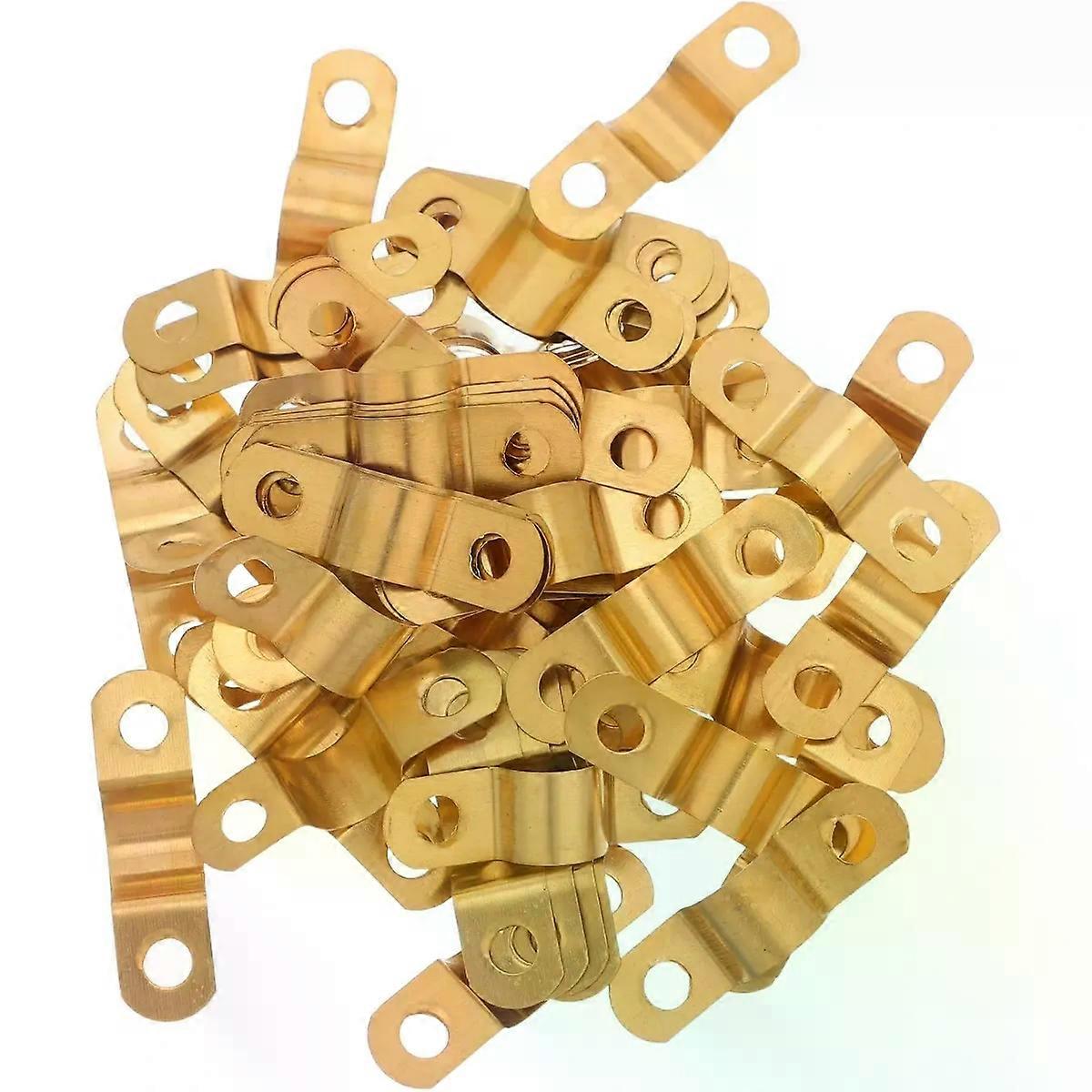 70Pcs Copper Two-Hole U Bracket Pipe Strap Clamps for Refrigeration