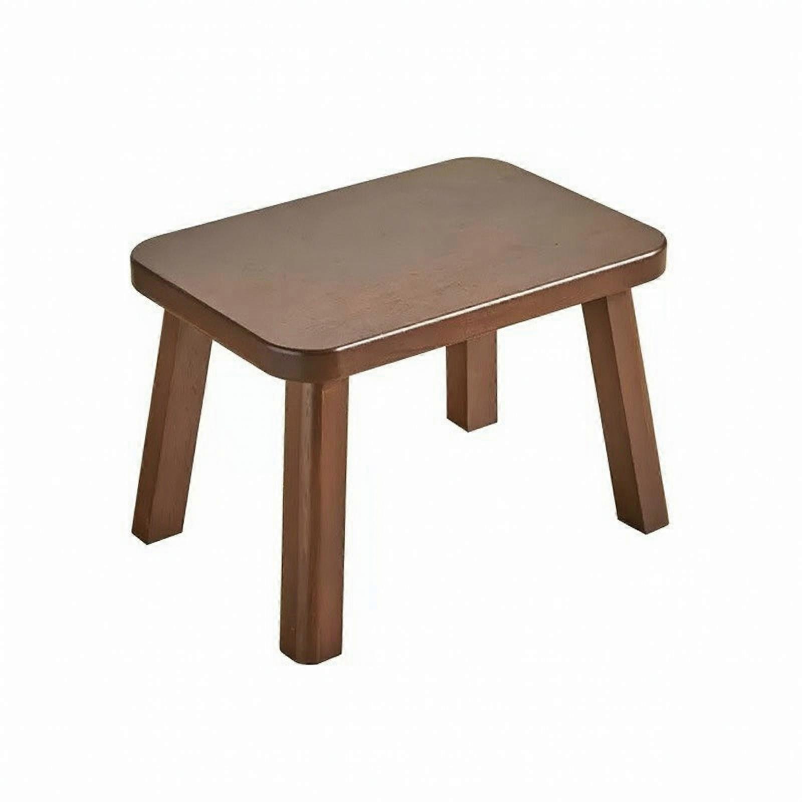Space-Saving Low Stool Solid Wood Construction, Smooth Rounded Corners, for