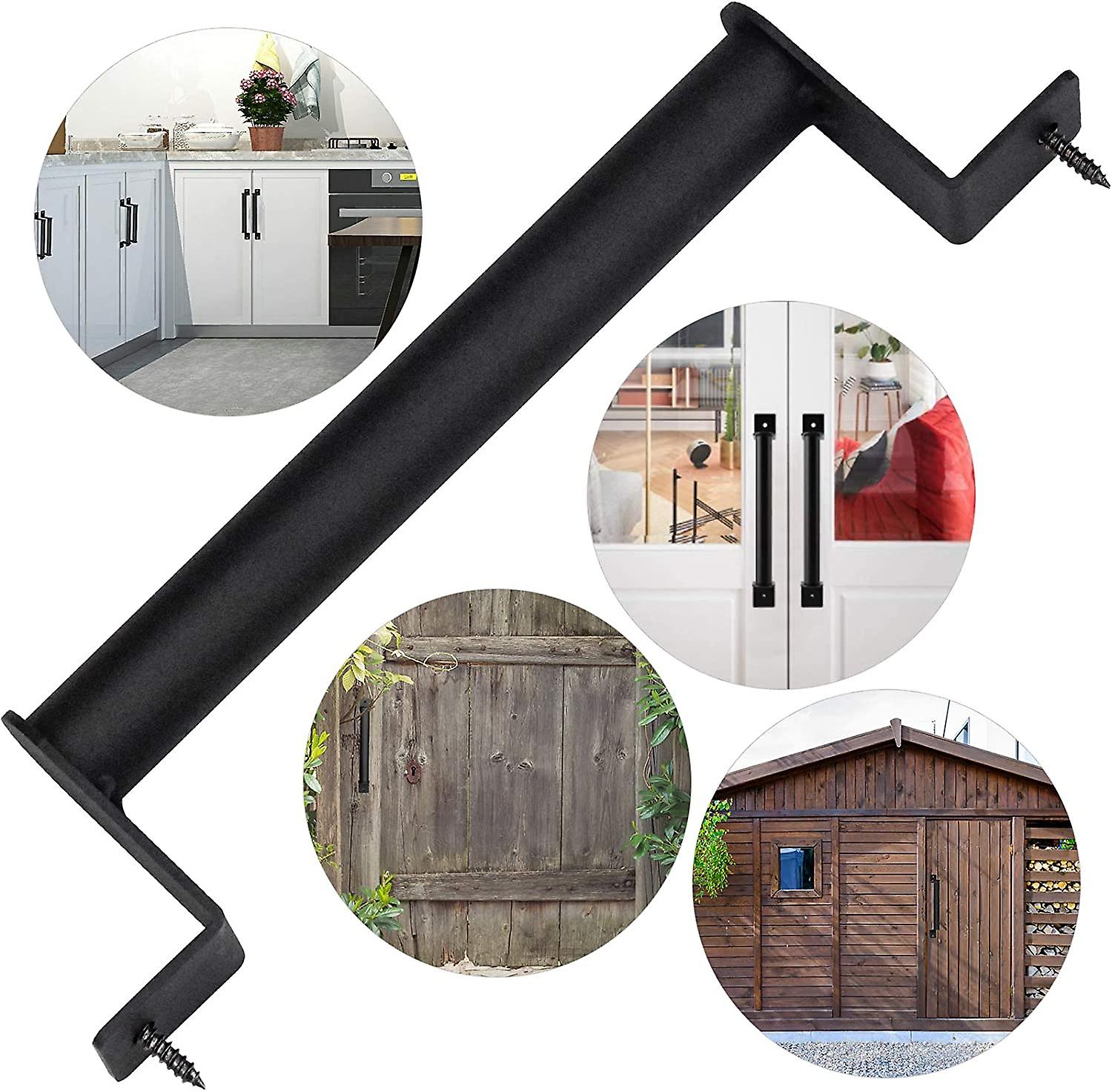 Lot De 2 Poignées De Porte De Grange Noires De 15,5 Cm Avec 4 Vis Pour Armoire Garage Placard Tiroir Abri De Jardin